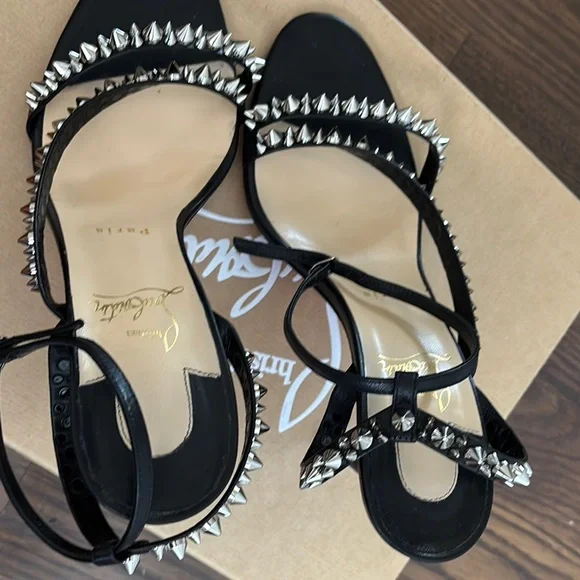 Christian Louboutin Black Studded Women's Sandals - Picture 3 of 12